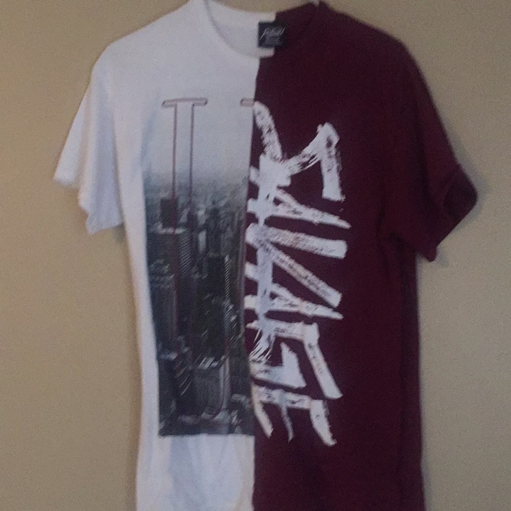 Savage shirt maroon and white -med